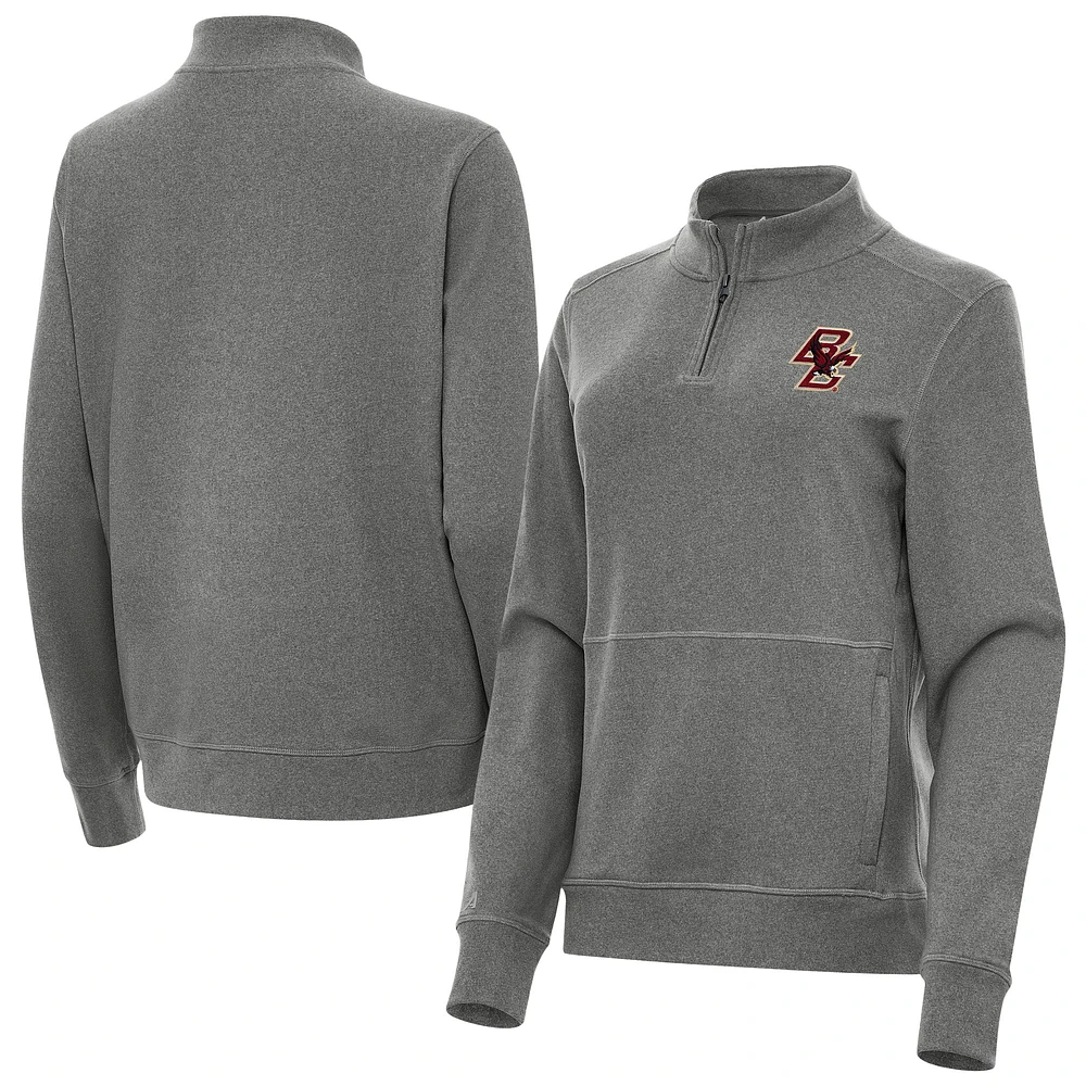 Women's Antigua  Heather Black Boston College Eagles Crush Quarter-Zip Jacket