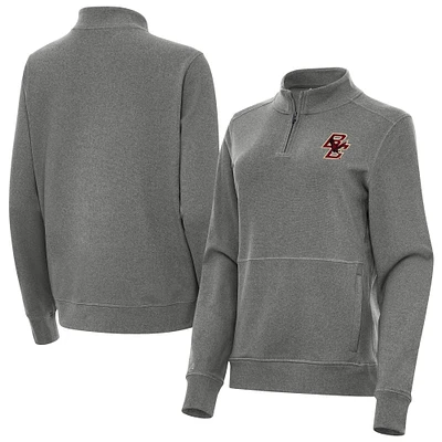 Women's Antigua  Heather Black Boston College Eagles Crush Quarter-Zip Jacket