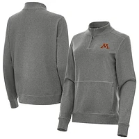 Women's Antigua  Heather Black Minnesota Golden Gophers Crush Quarter-Zip Jacket