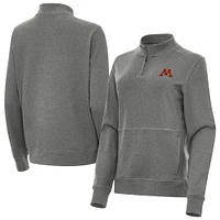 Women's Antigua  Heather Black Minnesota Golden Gophers Crush Quarter-Zip Jacket