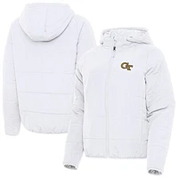 Women's Antigua  White Georgia Tech Yellow Jackets Universe Full-Zip Hoodie Jacket