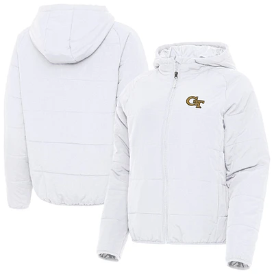 Women's Antigua  White Georgia Tech Yellow Jackets Universe Full-Zip Hoodie Jacket