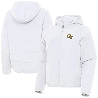 Women's Antigua  White Georgia Tech Yellow Jackets Universe Full-Zip Hoodie Jacket