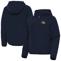 Women's Antigua  Navy Georgia Tech Yellow Jackets Universe Full-Zip Hoodie Jacket