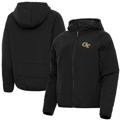 Women's Antigua  Black Georgia Tech Yellow Jackets Universe Full-Zip Hoodie Jacket