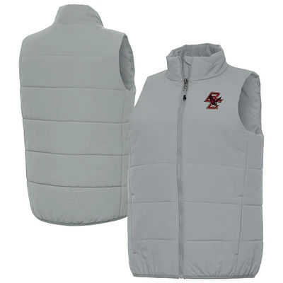Women's Antigua  Gray Boston College Eagles Experience Full-Zip Puffer Vest