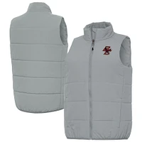 Women's Antigua  Gray Boston College Eagles Experience Full-Zip Puffer Vest