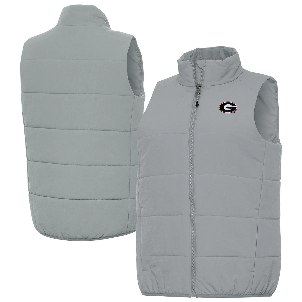Women's Antigua Gray Georgia Bulldogs Experience Full-Zip Puffer Vest