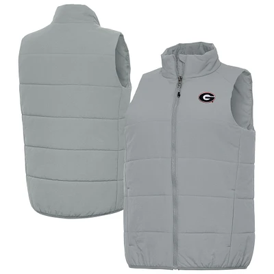 Women's Antigua  Gray Georgia Bulldogs Experience Full-Zip Puffer Vest