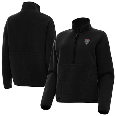 Women's Antigua Black New Mexico Lobos Figure Quarter-Zip Jacket