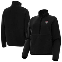 Women's Antigua Black New Mexico Lobos Figure Quarter-Zip Jacket