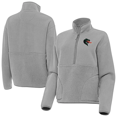 Women's Antigua  Gray UAB Blazers Figure Quarter-Zip Pullover Jacket