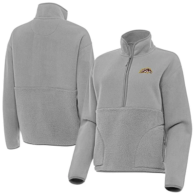 Women's Antigua  Gray Western Michigan Broncos Figure Quarter-Zip Pullover Jacket