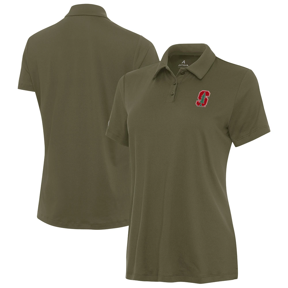 Women's Antigua Olive Stanford Cardinal Reprocess Polo