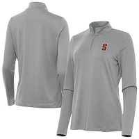 Women's Antigua  Gray Stanford Cardinal Reprocess Quarter-Zip Top
