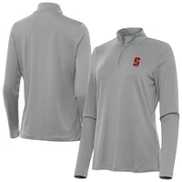 Women's Antigua  Gray Stanford Cardinal Reprocess Quarter-Zip Top