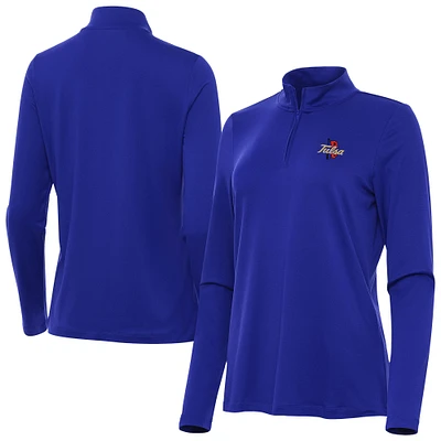 Women's Antigua  Royal Tulsa Golden Hurricane Reprocess Quarter-Zip Top