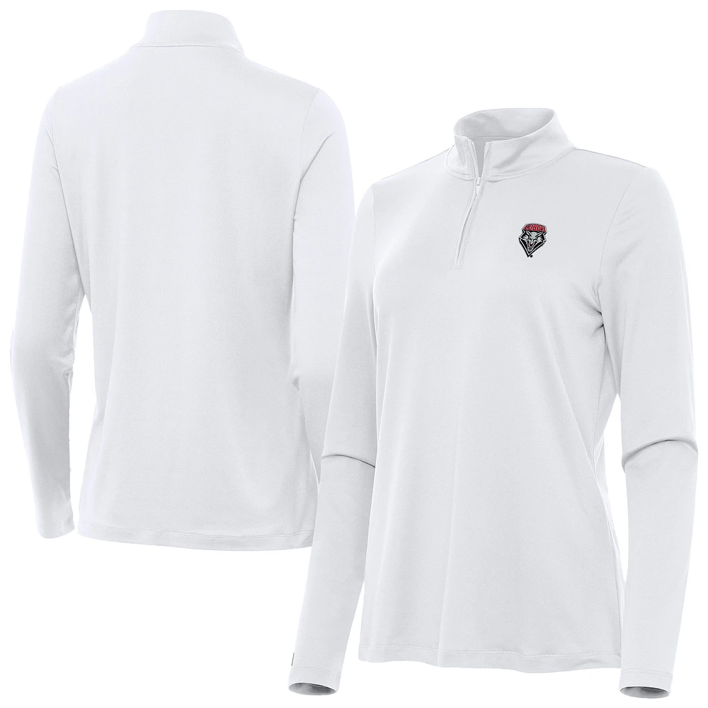 Women's Antigua White New Mexico Lobos Reprocess Quarter-Zip Top