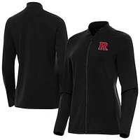 Women's Antigua  Black Rutgers Scarlet Knights Continual Full-Zip Jacket