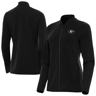 Women's Antigua  Black Georgia Bulldogs Continual Full-Zip Jacket