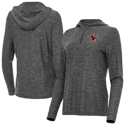 Women's Antigua  Heather Black Boston College Eagles Daybreak Quarter-Zip Hoodie