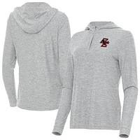 Women's Antigua  Heather Gray Boston College Eagles Daybreak Quarter-Zip Hoodie