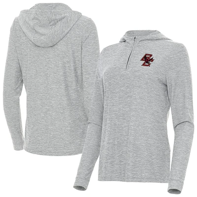 Women's Antigua  Heather Gray Boston College Eagles Daybreak Quarter-Zip Hoodie
