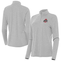 Women's Antigua Heather Ohio State Buckeyes Bright Quarter-Zip Top