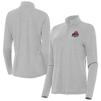 Women's Antigua Heather Ohio State Buckeyes Bright Quarter-Zip Top