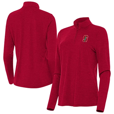 Women's Antigua  Heather Cardinal Stanford Bright Quarter-Zip Top