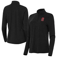 Women's Antigua  Heather Black Stanford Cardinal Bright Quarter-Zip Top