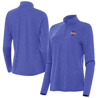 Women's Antigua  Heather Royal Tulsa Golden Hurricane Bright Quarter-Zip Top
