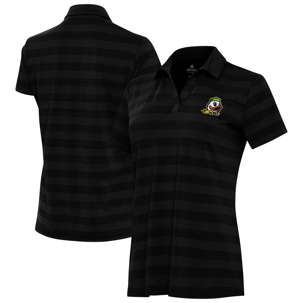 Women's Antigua Black Oregon Ducks Tunnel Polo