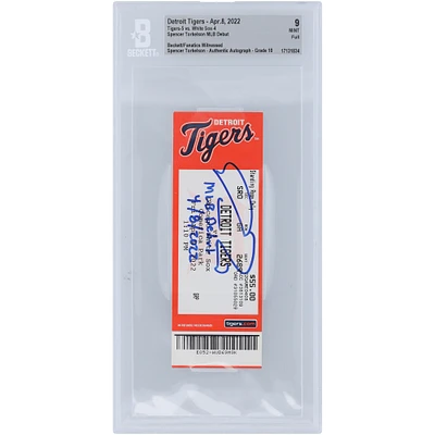 Spencer Torkelson Detroit Tigers Autographed Beckett Fanatics Witnessed Authenticated 9/10 Ticket from April 8, 2022 with "MLB Debut 4/8/2022" Inscription