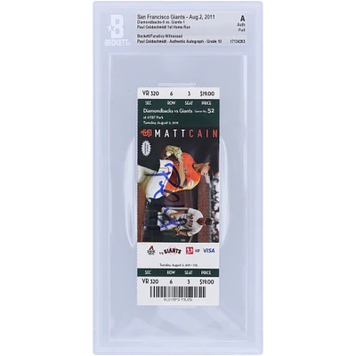 Paul Goldschmidt Arizona Diamondbacks Autographed Beckett Fanatics Witnessed Authenticated Auto 10 Ticket from August 2, 2011 - 1st Career Home Run