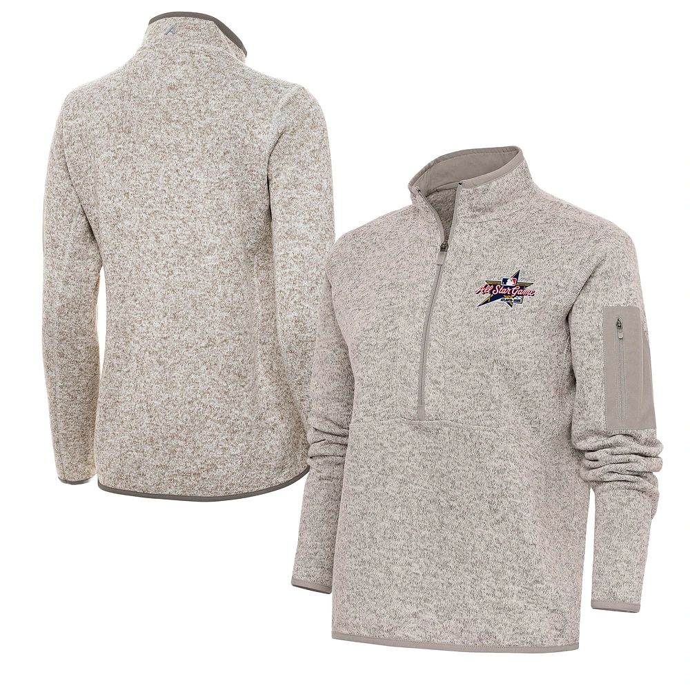 Women's Antigua Oatmeal 2025 MLB All-Star Fortune Half-Zip Sweatshirt