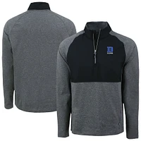 Men's Cutter & Buck Heather Black/Black Duke Blue Devils Adapt Eco Knit Hybrid Recycled Raglan DryTec Quarter-Zip Jacket