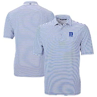 Men's Cutter & Buck Royal Duke Blue Devils Virtue Eco Pique Stripe Recycled DryTec Polo