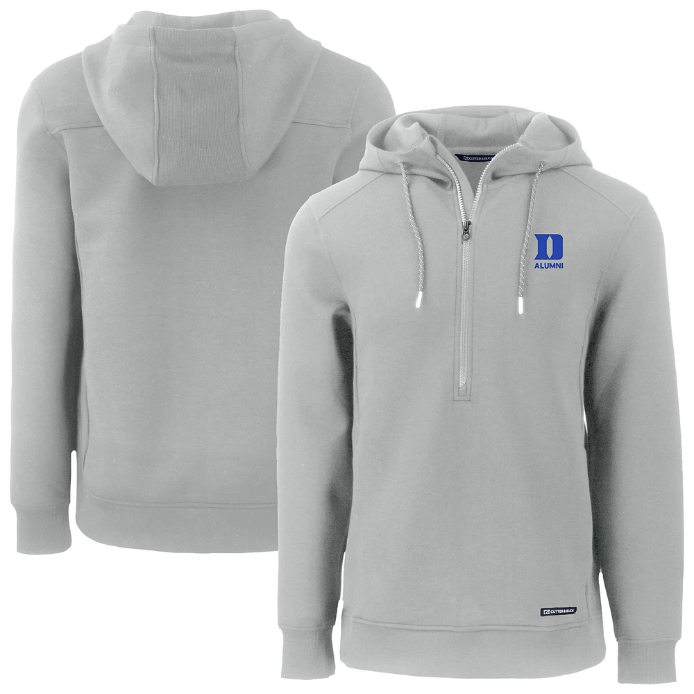 Men's Cutter & Buck Gray Duke Blue Devils Roam Eco Recycled Half-Zip Hoodie