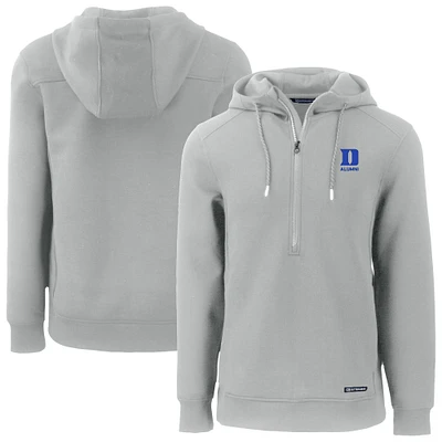 Men's Cutter & Buck Gray Duke Blue Devils Roam Eco Recycled Half-Zip Hoodie