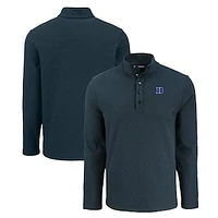 Men's Cutter & Buck Duke Blue Devils Hunts Point Eco Textured Fleece Recycled Half-Snap Sweatshirt