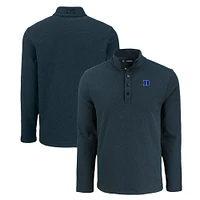Men's Cutter & Buck Duke Blue Devils Hunts Point Eco Textured Fleece Recycled Half-Snap Sweatshirt