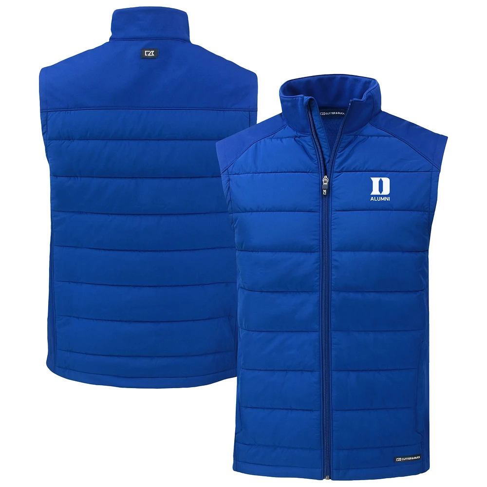 Men's Cutter & Buck Royal Duke Blue Devils Alumni Evoke Hybrid Eco Softshell Recycled Full-Zip Vest