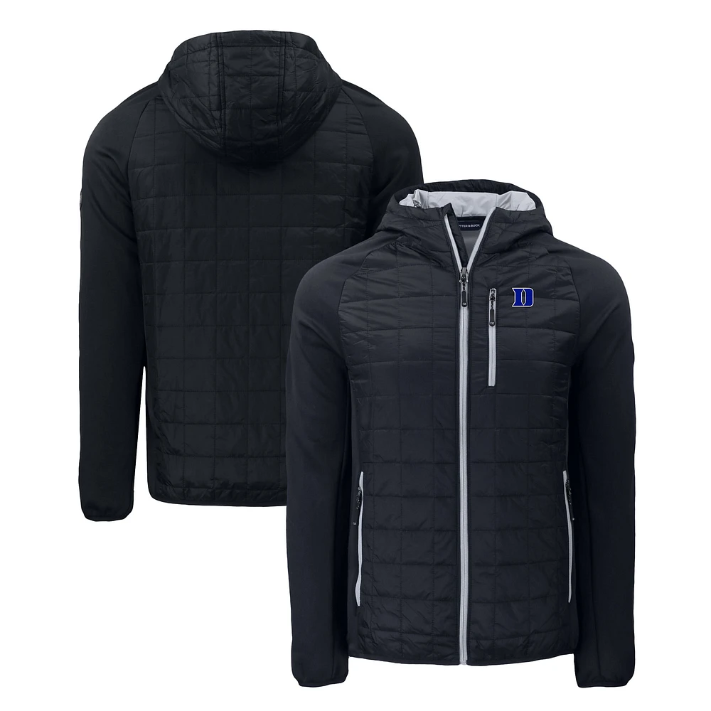 Men's Cutter & Buck Black Duke Blue Devils Rainier PrimaLoft Eco Full-Zip Hybrid Jacket