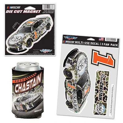 WinCraft Ross Chastain Busch Light Camo Can Cooler, Magnet & Three-Pack Fan Decal Set