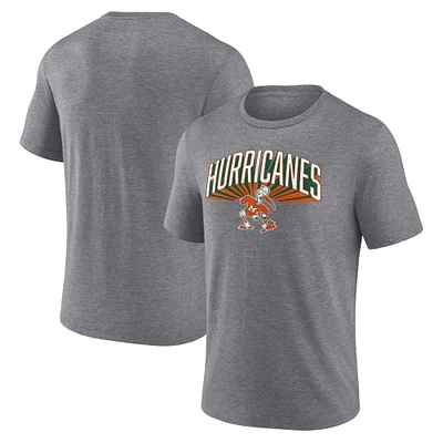 Men's Fanatics Gray Miami Hurricanes Heritage Tri-Blend 3D Burst T-Shirt