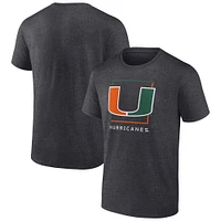 Men's Fanatics  Charcoal Miami Hurricanes Fundamentals Halved Team T-Shirt