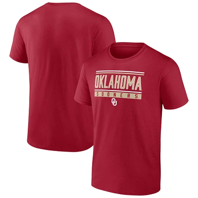 Men's Fanatics Crimson Oklahoma Sooners Fundamentals Stripe and Block T-Shirt