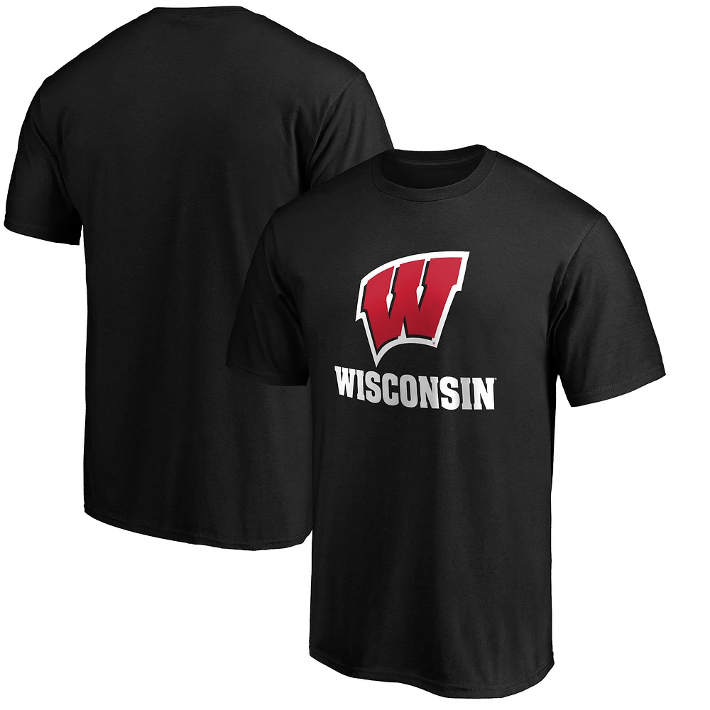 Men's Fanatics Black Wisconsin Badgers Team Lockup T-Shirt