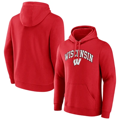 Men's Fanatics Red Wisconsin Badgers Arched Logo Pullover Hoodie